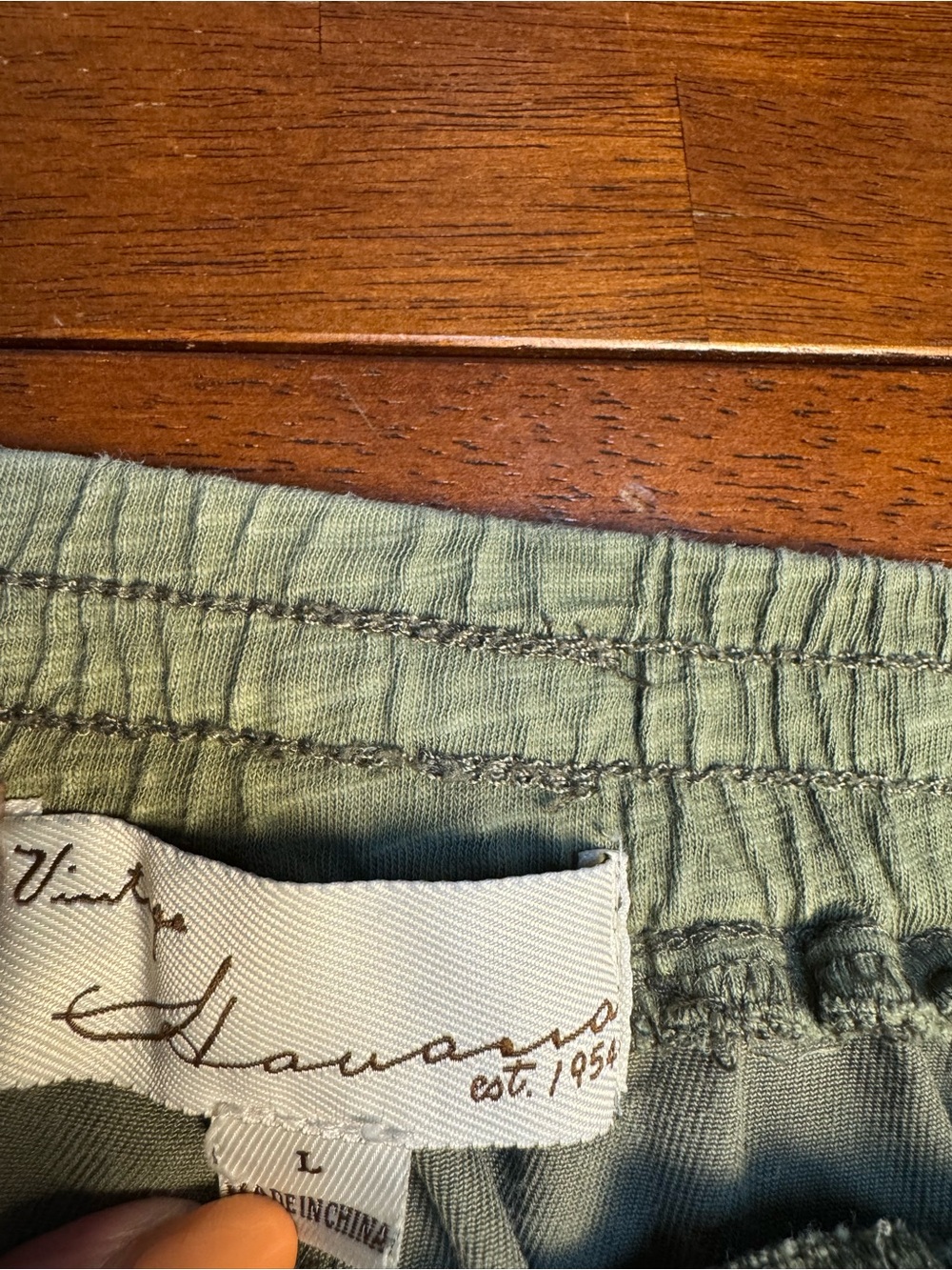 Vintage Havana Olive‎ Green Star-Print Jogger Pants 100% Tencel Size L - Picture 8 of 9